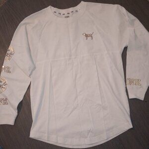 Victoria's Secret Pink Long Sleeve Shirt Gold Sequins Design Women's XS